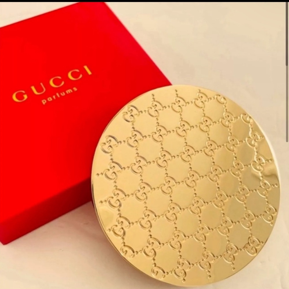 Gucci Gold Monogram Engraved Compact Mirror